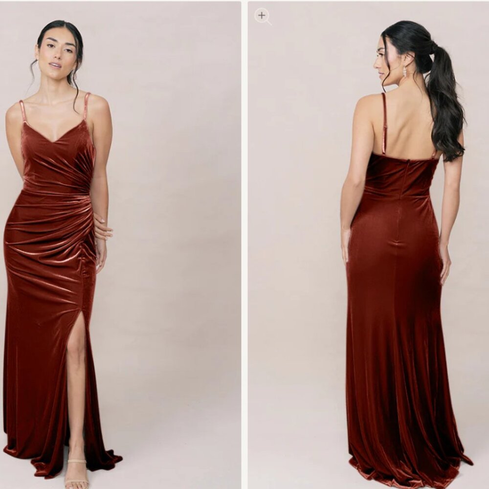 Revelry Rory Velvet Maxi Dress Sz 6 Terracotta Bridesmaid Formal Classic